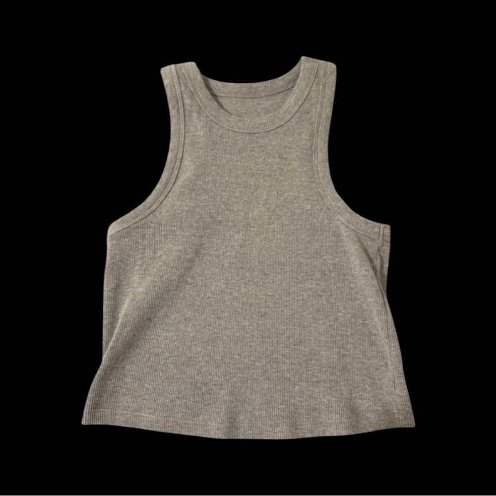 Maeve Ribbed Racerback Crop Tank Light Grey | Size XS | EUC
